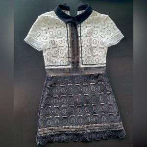 New Self-Portrait A-Line Dress
Black & White Lace Pattern